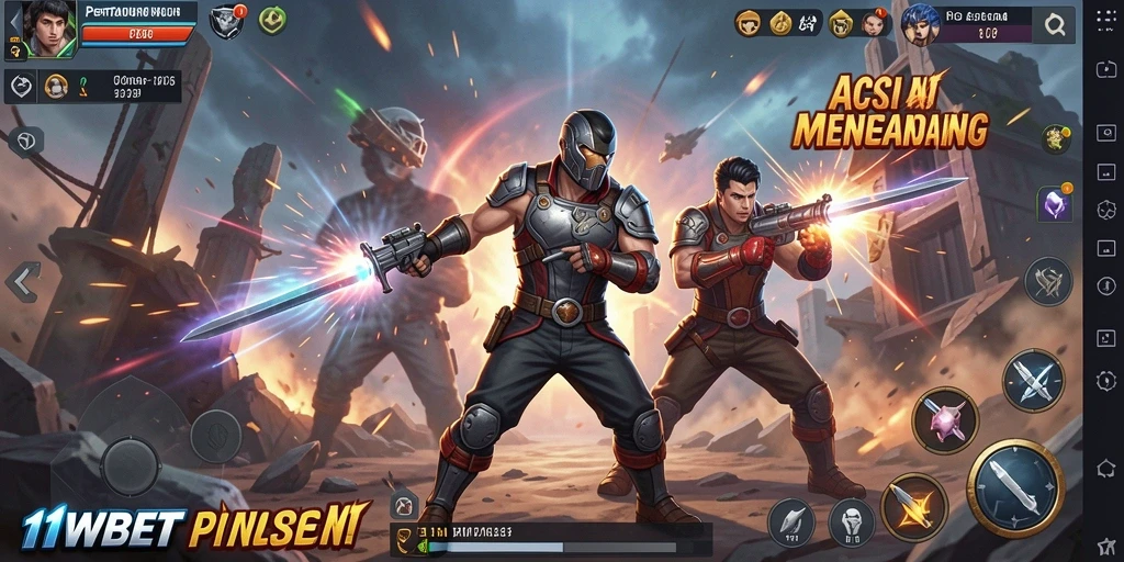 Screenshot gameplay 11WBET menampilkan pertarungan aksi yang seru.