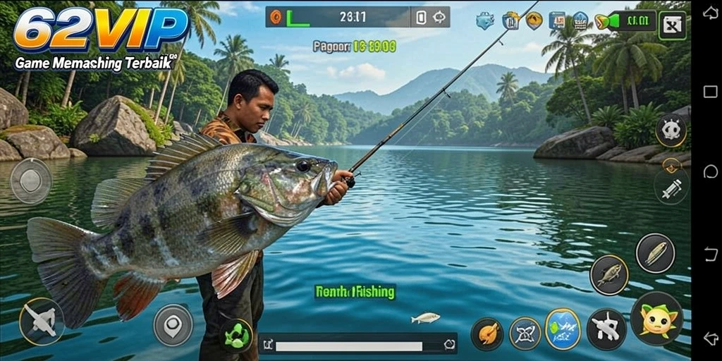 Gameplay 62VIP menampilkan aksi memancing yang seru dan realistis.