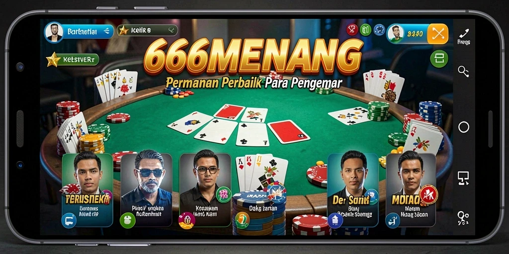 Screenshot permainan 666MENANG menampilkan aksi Poker yang mendebarkan.