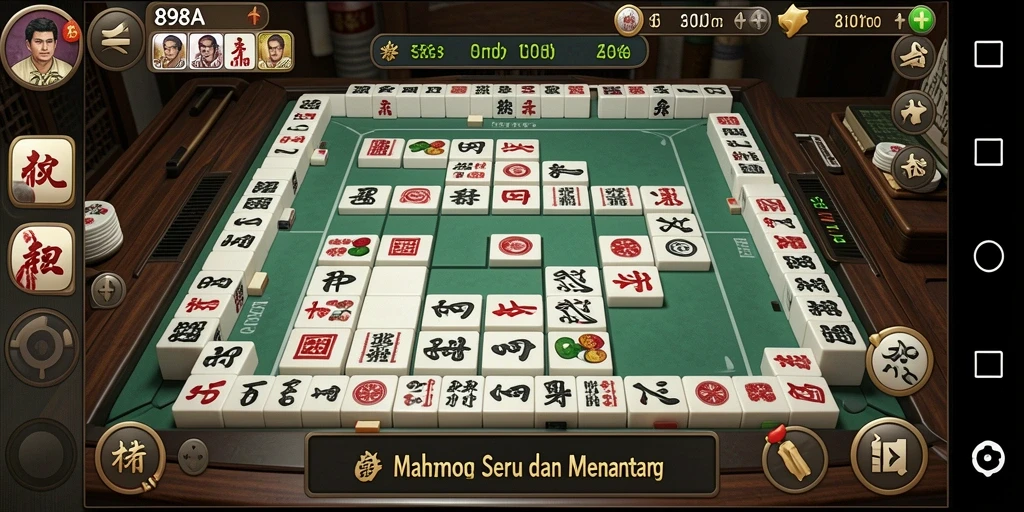 Screenshot gameplay 898A menunjukkan momen seru menyusun ubin Mahjong.