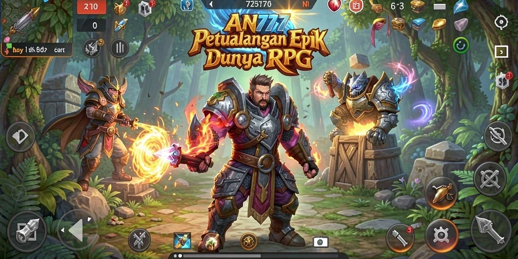 Tampilan gameplay <strong>AN777</strong> menampilkan petualangan epik di dunia fantasi.