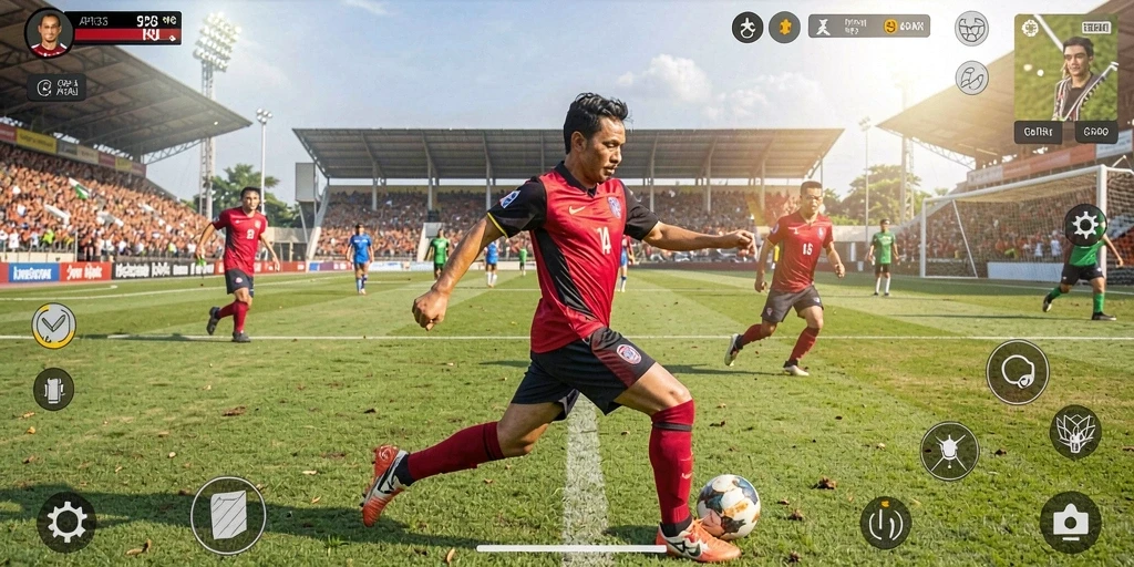 Tampilan gameplay menegangkan dalam API33 dengan aksi olahraga seru.