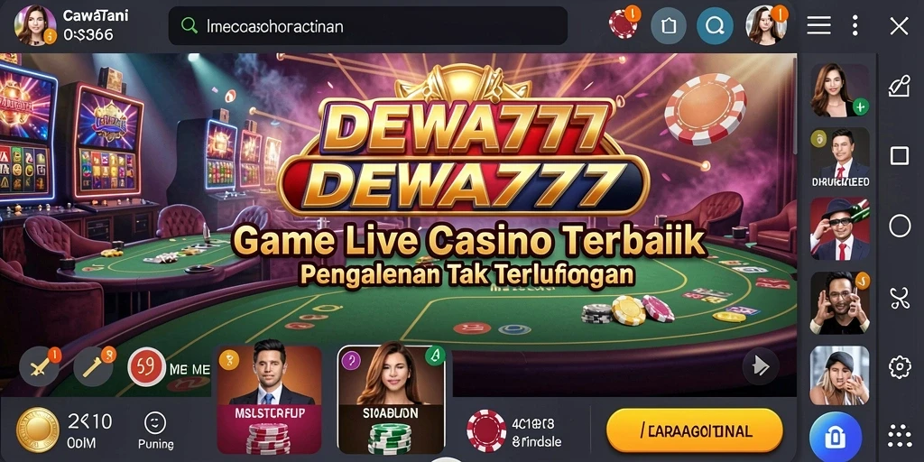 Tampilan gameplay Live Casino DEWA777 yang mengesankan dan interaktif.