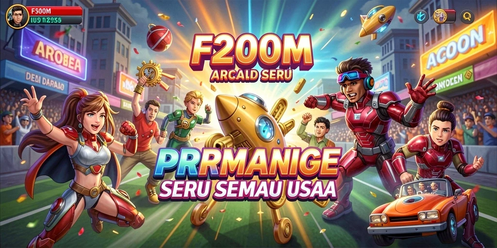 Tampilan gameplay F200M menunjukkan aksi seru dalam permainan Arcade.