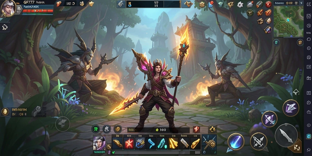 Tampilan aksi seru dalam gameplay GF777 yang menggambarkan dunia MMORPG.