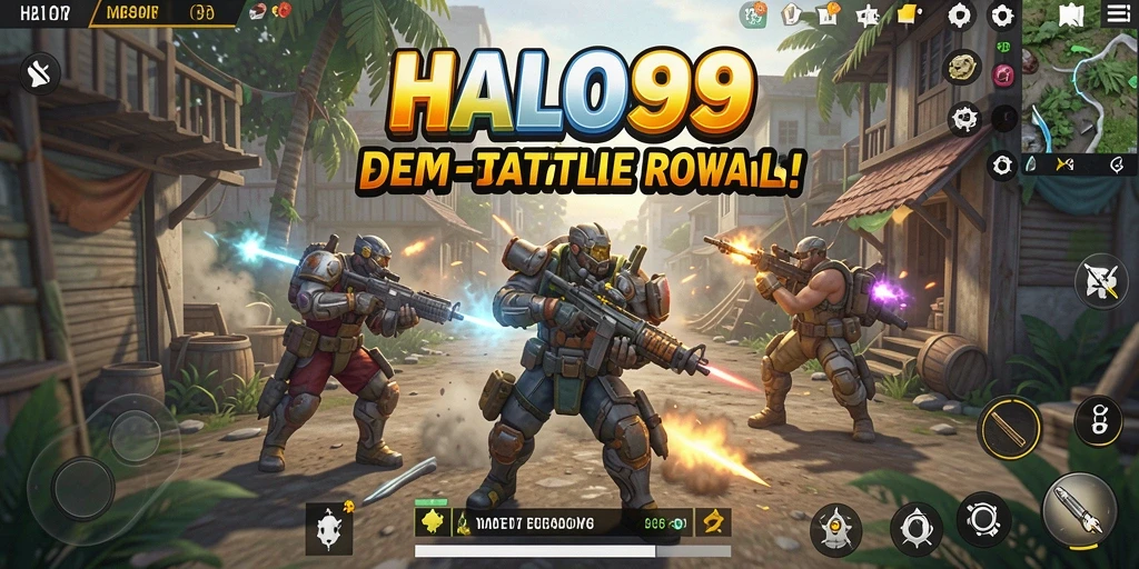 Tampilan gameplay HALO99 yang menegangkan di arena Battle Royale.