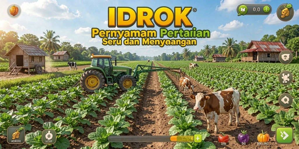 Tampilan gameplay interaktif peternakan IDROK yang menarik.