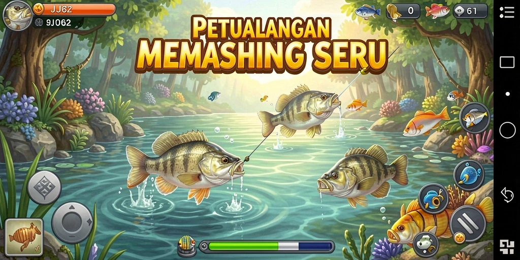 Gameplay seru dalam menangkap berbagai jenis ikan.