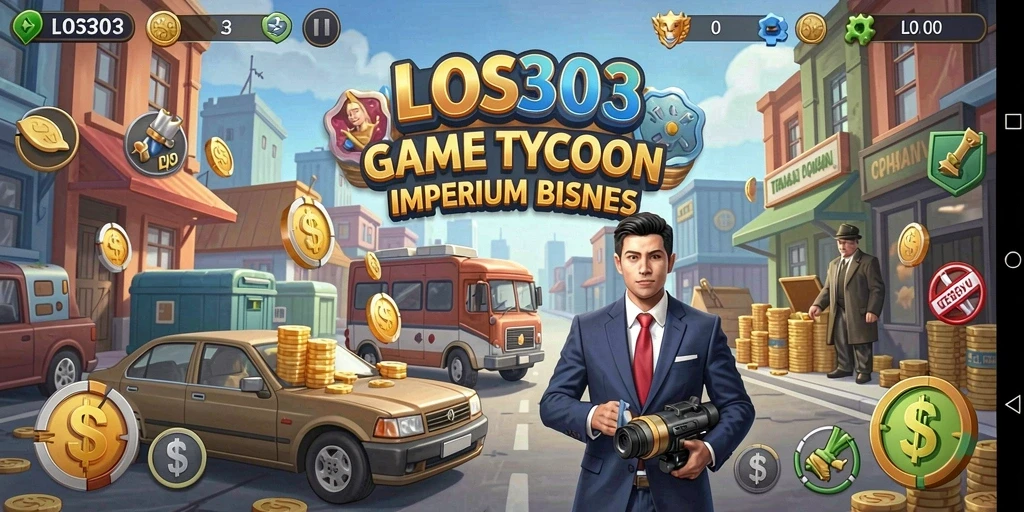 Tangkapan layar utama LOS303 menampilkan gameplay seru dalam membangun bisnis Tycoon.