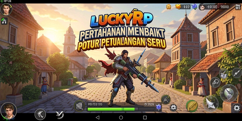 Tangkapan layar menampilkan aksi menara pertempuran dalam LUCKYRP.