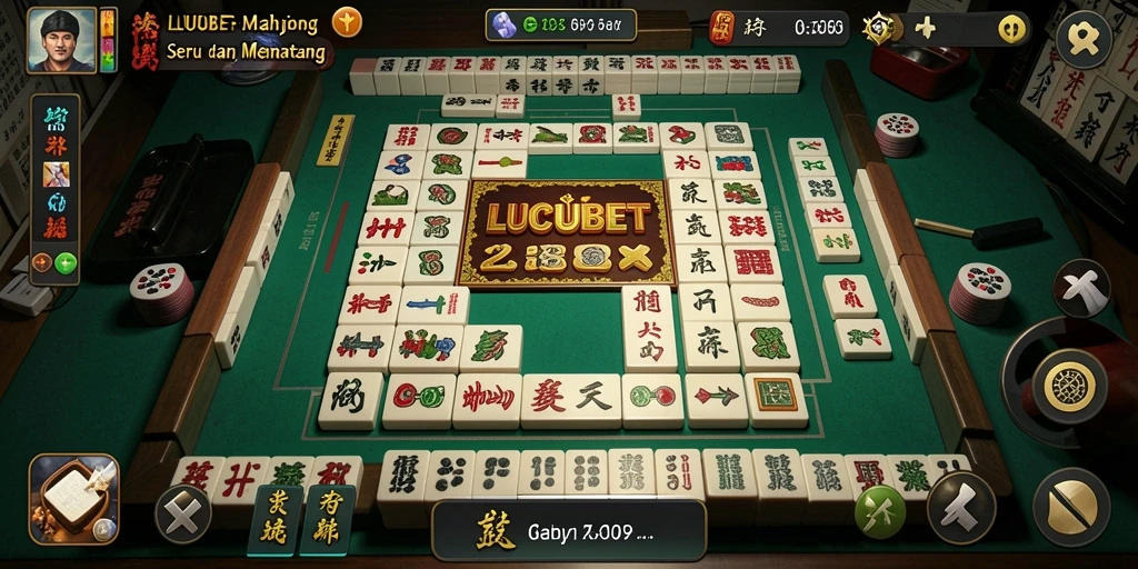 Screenshot utama LUCUBET menampilkan aksi permainan Mahjong yang mendebarkan.