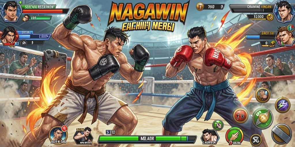 Screenshot menampilkan aksi pertarungan seru di NAGAWIN.