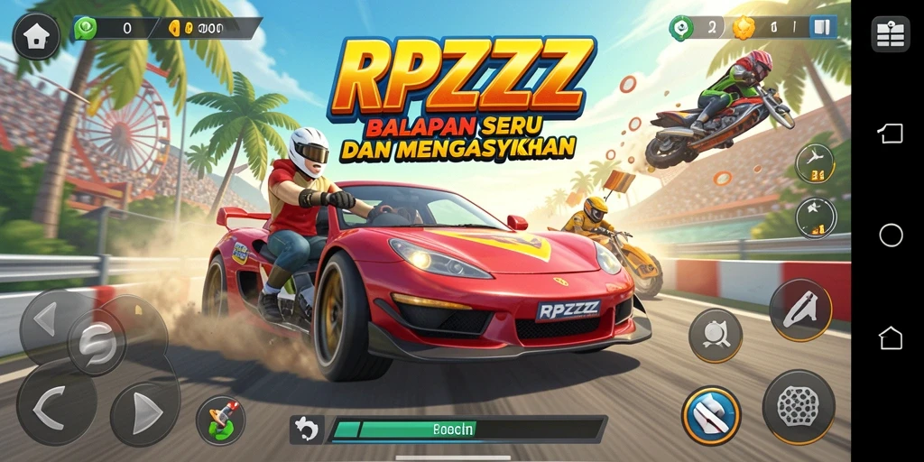 Tampilan gameplay RPZZZ yang mendebarkan saat balapan.