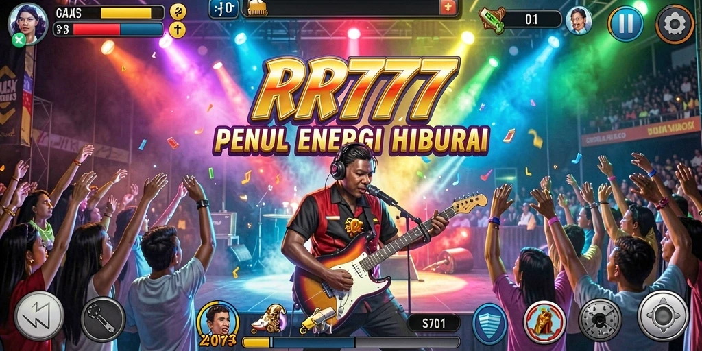 Tampilan gameplay RR777 dengan efek musik yang mengesankan.
