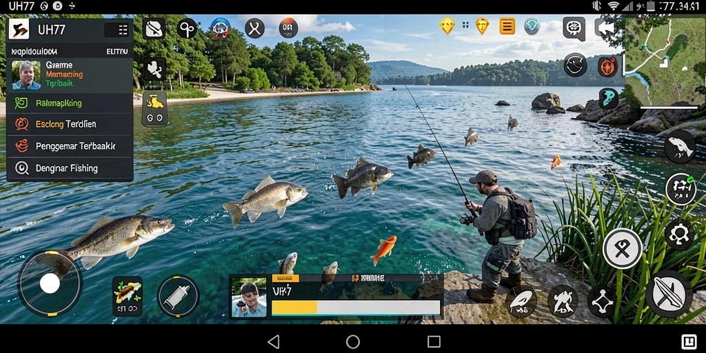 Tangkapan ikan yang mengesankan dalam gameplay UH77.