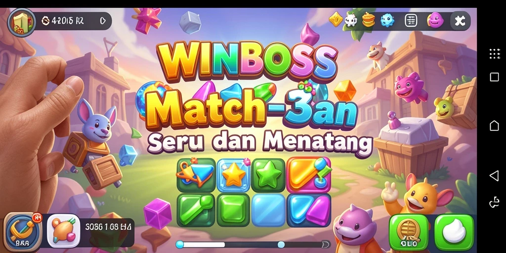 Tampilan seru dari gameplay Match-3 WINBOSS yang menantang.
