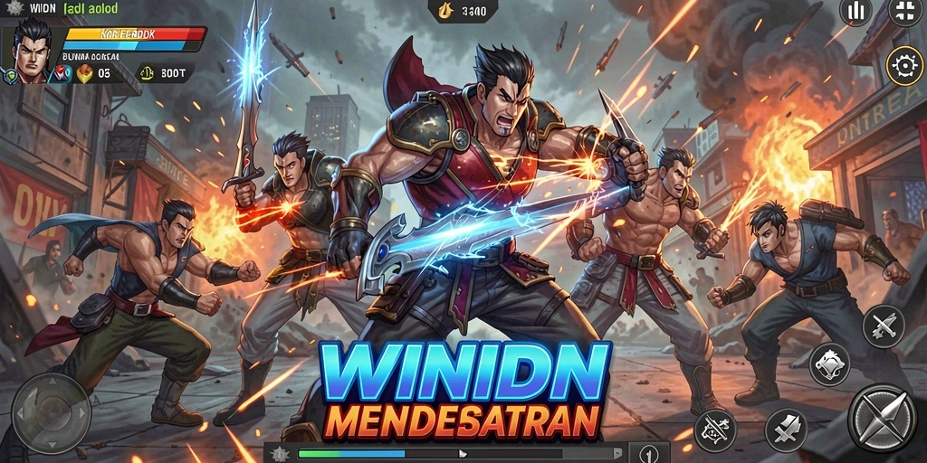 Tangkapan layar WINIDN menampilkan aksi bertarung seru dan grafis yang memukau.